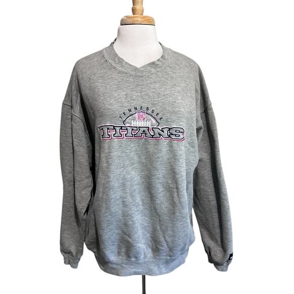 Vtg PUMA Tennessee Titans Sweatshirt Women's XXL Gray Sport Embroidered V-Neck - Picture 1 of 8